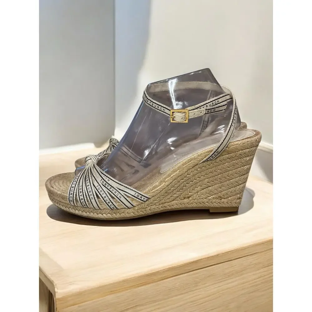 Tory Burch Ribbon Wedge Espadrille 90MM Size 9.5M